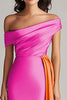 Load image into Gallery viewer, White and Black Off the Shoulder Satin Long Formal Dress with Ruffles