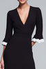 Load image into Gallery viewer, Black and White Ruffled V-Neck Tiered Long Formal Dress with Sleeves