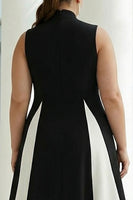 Load image into Gallery viewer, Plus Size Black and White A Line High Neck Maxi Formal Dress
