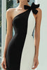 Load image into Gallery viewer, Black and White Patchwork Pencil Midi Formal Dress with Bow