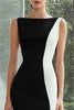 Load image into Gallery viewer, Black and White Patchwork Bateau Neck Maxi Formal Dress