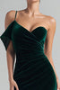 Load image into Gallery viewer, Dark Green Mermaid Velvet Ruched Long Holiday Party Dress