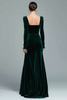 Load image into Gallery viewer, Dark Green Square Neck Velvet Long Holiday Party Dress with Slit