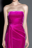 Load image into Gallery viewer, Fuchsia Velvet Strapless Mermaid Maxi Evening Dress