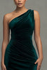 Load image into Gallery viewer, Dark Green Mermaid One Shoulder Velvet Maxi Formal Dress