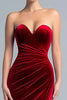 Load image into Gallery viewer, Burgundy Sweetheart Maxi Velvet Formal Dress with Slit