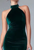 Load image into Gallery viewer, Dark Green Halter Ruffled Velvet Long Formal Dress with Slit