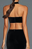 Load image into Gallery viewer, Black Velvet Halter Mermaid Maxi Holiday Party Dress with Slit