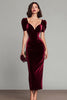 Load image into Gallery viewer, Burgundy Sheath Maxi Velvet Holiday Party Dress