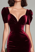 Load image into Gallery viewer, Burgundy Sheath Maxi Velvet Holiday Party Dress