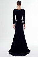 Load image into Gallery viewer, Sparkly Black and Silver Maxi Holiday Party Dress with Sleeves