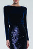 Load image into Gallery viewer, Sparkly Navy Mermaid Bateau Neck Long Holiday Party Dress with Sleeves