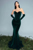 Load image into Gallery viewer, Dark Green Velvet Mermaid Long Corset Holiday Party Dress