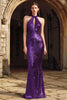 Load image into Gallery viewer, Sparkly Purple Mermaid Sequin Maxi Holiday Party Dress