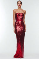 Load image into Gallery viewer, Sparkly Navy Strapless Long Sequin Holiday Party Dress