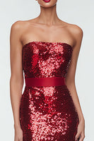 Load image into Gallery viewer, Sparkly Navy Strapless Long Sequin Holiday Party Dress