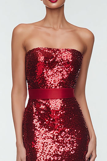 Sparkly Navy Strapless Long Sequin Holiday Party Dress