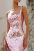Load image into Gallery viewer, Sparkly Pink Sequin Square Neck Mermaid Maxi Holiday Party Dress