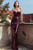 Load image into Gallery viewer, Sparkly Burgundy Sequin Sweetheart Maxi Holiday Party Dress