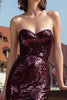 Load image into Gallery viewer, Sparkly Burgundy Sequin Sweetheart Maxi Holiday Party Dress