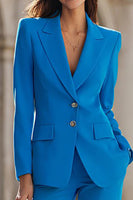 Load image into Gallery viewer, 2 Piece Blue Single Breasted Peak Lapel Prom Suits with Pockets