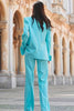 Load image into Gallery viewer, 2 Piece Turquoise Peak Lapel Long Sleeves Prom Suits with Pockets