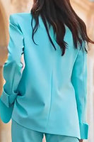 Load image into Gallery viewer, 2 Piece Turquoise Peak Lapel Long Sleeves Prom Suits with Pockets