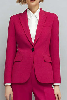 2 Piece Fuchsia Long Sleeves Peak Lapel Fitted Prom Suits