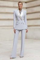 Load image into Gallery viewer, 2 Piece Light Grey Shawl Lapel Double Breasted Prom Suits