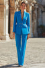 Load image into Gallery viewer, 2 Piece Blue Peak Lapel Double Breasted Prom Suits