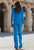 Load image into Gallery viewer, 2 Piece Blue Peak Lapel Double Breasted Prom Suits