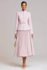 Load image into Gallery viewer, 2 Piece Light Pink High Neck Pleated Business Suits with Belt