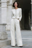 Load image into Gallery viewer, 2 Piece Ivory Tweed Long Sleeves Interview Outfits with Pockets