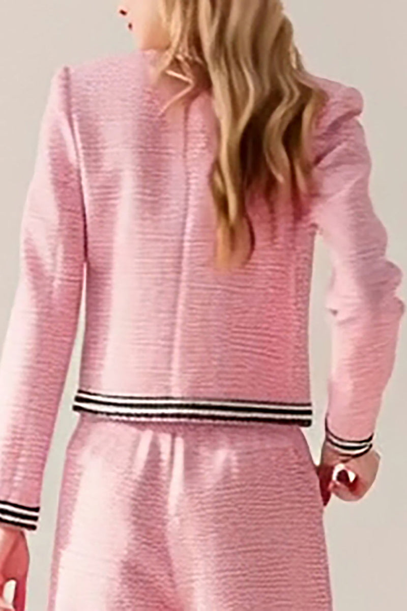 Load image into Gallery viewer, 2 Piece Pink Black Tweed Wide Leg Interview Outfits with Pockets
