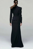 Load image into Gallery viewer, 2 Piece Black Peak Lapel Long Pencil Blazer Dress with Slit