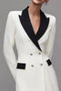 Load image into Gallery viewer, Ivory Double Breasted Peak Lapel Short Blazer Dress with Sleeves