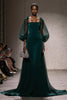 Load image into Gallery viewer, Dark Green Mermaid Square Neck Maxi Gala Dress with Sleeves