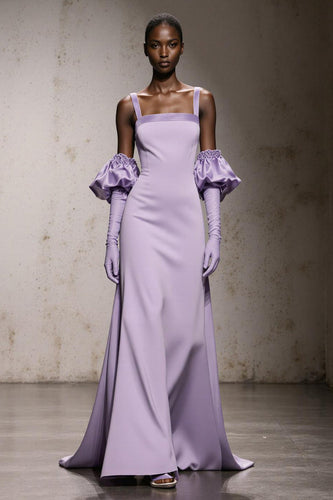 Light Purple Mermaid Thick Straps Maxi Formal Dress