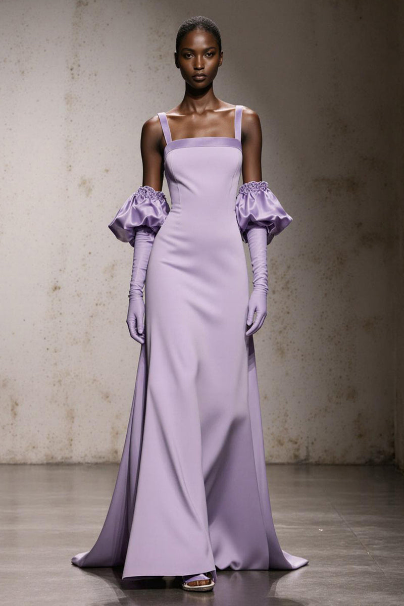 Load image into Gallery viewer, Light Purple Mermaid Thick Straps Maxi Formal Dress