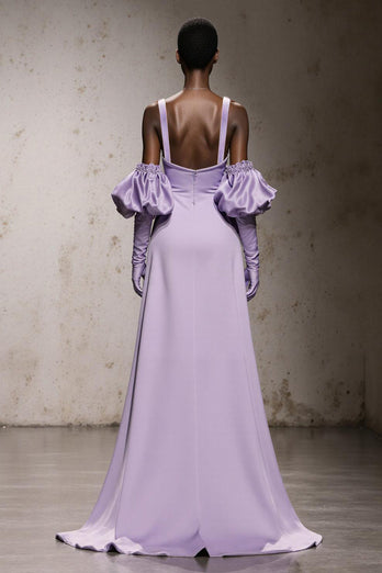 Light Purple Mermaid Thick Straps Maxi Formal Dress