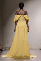 Load image into Gallery viewer, Sparkly Daffodil Mermaid Off the Shoulder Long Pageant Dress with Sequins