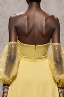 Load image into Gallery viewer, Daffodil Satin Sweetheart Mermaid Long Formal Dress with Sleeves