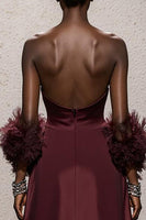 Load image into Gallery viewer, Burgundy Satin Sweetheart Ruched Mermaid Long Formal Dress