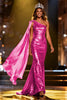 Load image into Gallery viewer, Sparkly Gold Mermaid Long Sequin Pageant Dress with Side Cape