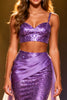 Load image into Gallery viewer, Sparkly Two Piece Purple Sequin Mermaid Long Pageant Dress