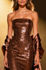 Load image into Gallery viewer, Sparkly Coffee Mermaid Sequin Long Pageant Dress with Shawl