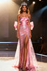 Load image into Gallery viewer, Sparkly Light Pink Mermaid Sequin Long Pageant Dress with Bow