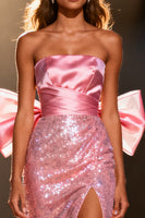 Load image into Gallery viewer, Sparkly Light Pink Mermaid Sequin Long Pageant Dress with Bow
