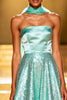 Load image into Gallery viewer, Sparkly Mint Green Strapless A Line Long Sequin Pageant Dress