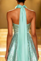 Load image into Gallery viewer, Sparkly Mint Green Strapless A Line Long Sequin Pageant Dress
